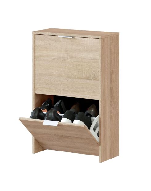 Zapatero Zapateros con 2 solapas con decoración de madera clara - L.50 cm