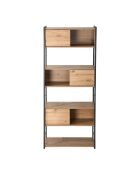 Bücherregal Lenny mit 3 Schiebetüren braun - H.196 cm