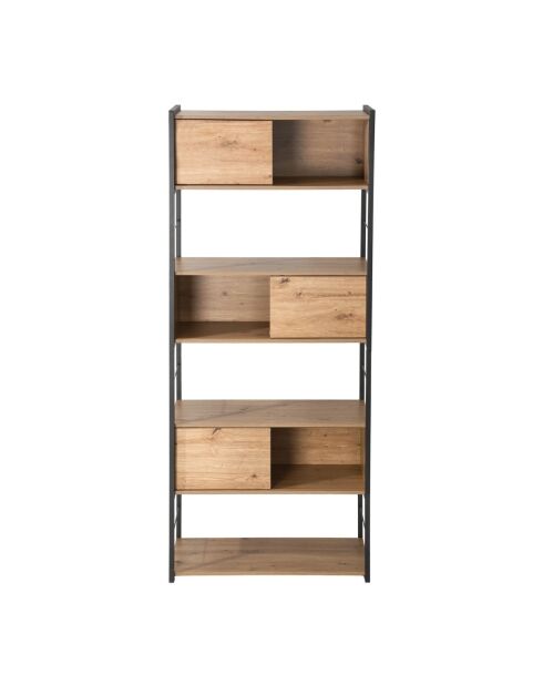 Bücherregal Lenny mit 3 Schiebetüren braun - H.196 cm