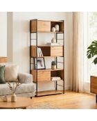Bücherregal Lenny mit 3 Schiebetüren braun - H.196 cm