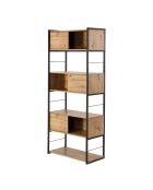 Bücherregal Lenny mit 3 Schiebetüren braun - H.196 cm