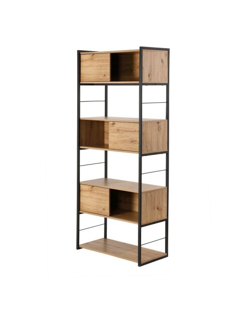 Bücherregal Lenny mit 3 Schiebetüren braun - H.196 cm