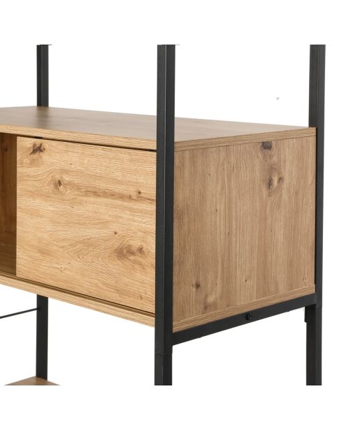 Bücherregal Lenny mit 3 Schiebetüren braun - H.196 cm