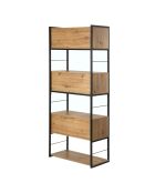 Bücherregal Lenny mit 3 Schiebetüren braun - H.196 cm