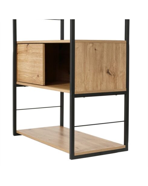 Bücherregal Lenny mit 3 Schiebetüren braun - H.196 cm