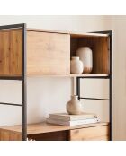 Bücherregal Lenny mit 3 Schiebetüren braun - H.196 cm