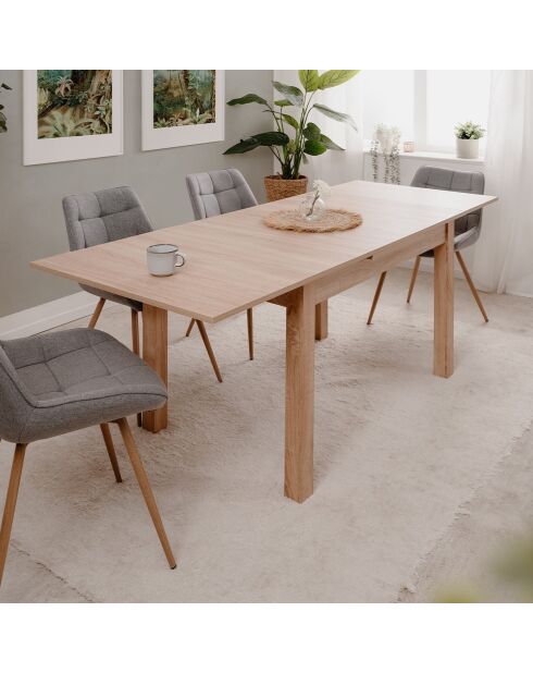 Table à manger Longford extensible décor chêne sonoma - L.120 à 200 cm