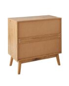 Cómoda Alia de 3 cajones con frentes de ratán y patas de madera - L.80 cm