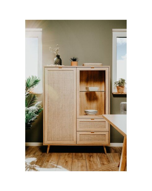 Comò Bali 2 ante e 2 cassetti con stampa in rattan - H.139 cm