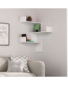 Étagère murale Luska d'angle 3 étagères blanche - H.90 cm