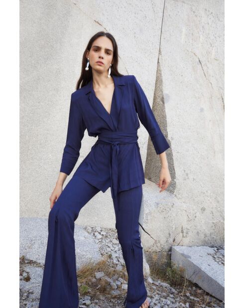 Jcq Zigzag marineblauwe leeuwenjas