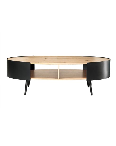Table basse Eklo ovale avec flancs en métal noir - L.120 cm