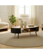 Tavolino ovale Eklo con fianchi in metallo nero - L.120 cm