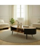 Tavolino ovale Eklo con fianchi in metallo nero - L.120 cm