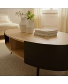 Tavolino ovale Eklo con fianchi in metallo nero - L.120 cm
