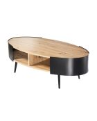 Tavolino ovale Eklo con fianchi in metallo nero - L.120 cm