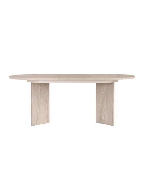 Table à manger Lou extensible ovale beige - L.160 à 200 cm