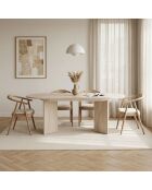 Table à manger Lou extensible ovale beige - L.160 à 200 cm