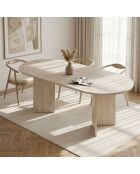 Table à manger Lou extensible ovale beige - L.160 à 200 cm