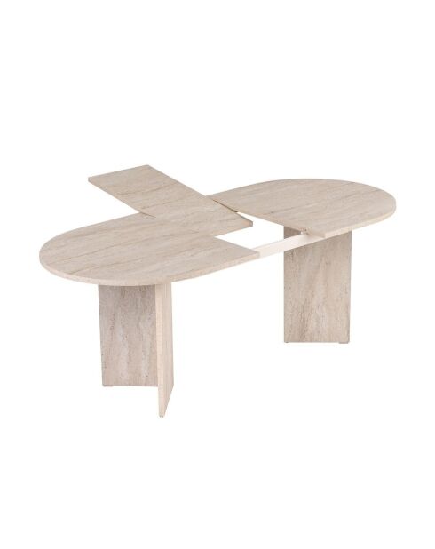 Table à manger Lou extensible ovale beige - L.160 à 200 cm