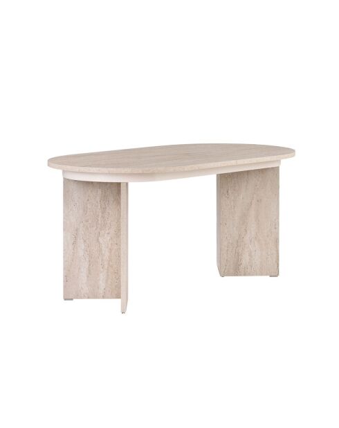 Table à manger Lou extensible ovale beige - L.160 à 200 cm