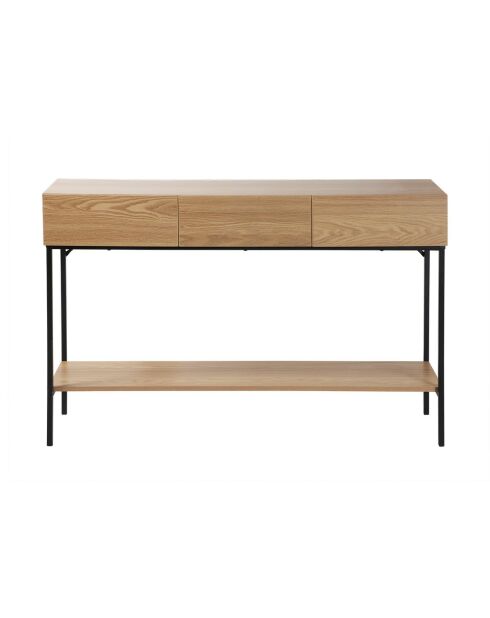 Console Tessa 3 tiroirs avec 1 tablette décor bois et métal - L.120 cm