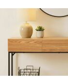 Console Tessa 3 tiroirs avec 1 tablette décor bois et métal - L.120 cm
