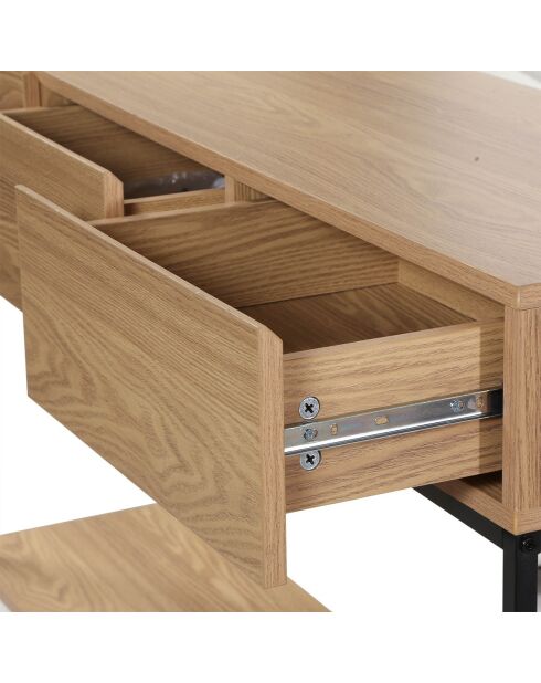 Console Tessa 3 tiroirs avec 1 tablette décor bois et métal - L.120 cm