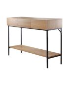 Console Tessa 3 tiroirs avec 1 tablette décor bois et métal - L.120 cm