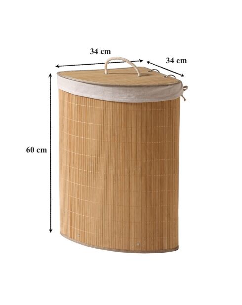 Panier à linge Ysa d'angle en bambou - H.60 cm