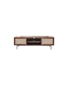 Mueble de TV Jetson decorado en nogal con frentes de tela - L.140 cm