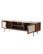 Mueble de TV Jetson decorado en nogal con frentes de tela - L.140 cm