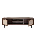 Mueble de TV Jetson decorado en nogal con frentes de tela - L.140 cm