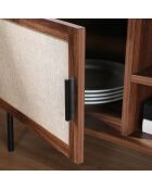 Mueble de TV Jetson decorado en nogal con frentes de tela - L.140 cm