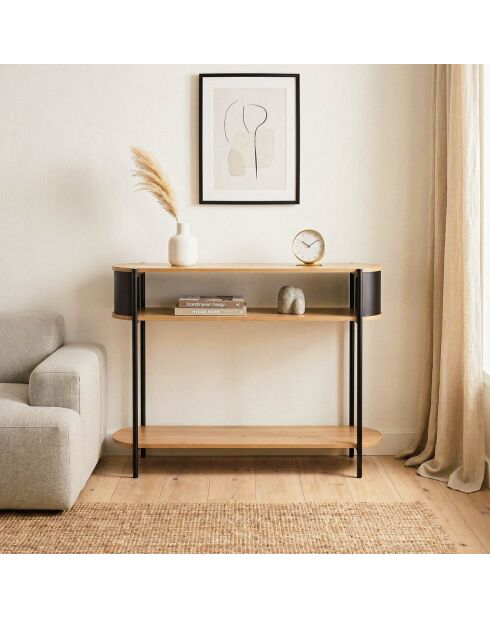 Console Eklo 3 niveaux avec flancs en métal noir - L.100 cm
