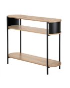 Consolle Eklo a 3 ripiani con fianchi in metallo nero - L.100 cm