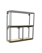 4-delige houten en metalen planken in zwarte en gouden kleuren - H.38 cm