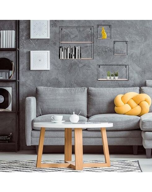 4-delige houten en metalen planken in zwarte en gouden kleuren - H.38 cm