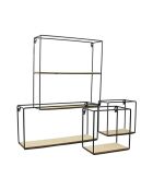 4-delige houten en metalen planken in zwarte en gouden kleuren - H.38 cm