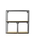 4-delige houten en metalen planken in zwarte en gouden kleuren - H.38 cm