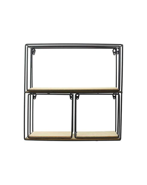 4-delige houten en metalen planken in zwarte en gouden kleuren - H.38 cm