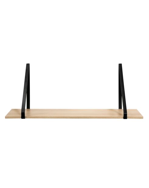 Tiefes Wandregal in hellem Holz und schwarzen Farben - P.29,5 cm