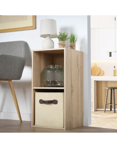 Mobile Compo a 2 vani con decoro in legno chiaro - H.61,3 cm