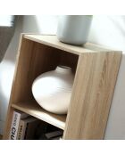 Mobile Compo a 2 vani con decoro in legno chiaro - H.61,3 cm