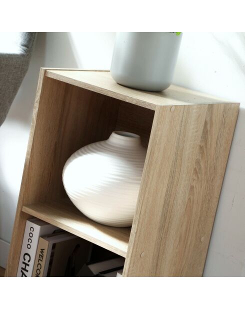 Mobile Compo a 2 vani con decoro in legno chiaro - H.61,3 cm