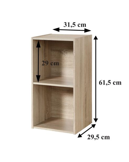 Mobile Compo a 2 vani con decoro in legno chiaro - H.61,3 cm