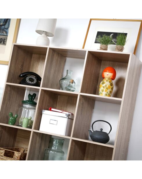 Estante de almacenamiento Compo con 12 compartimentos, decoración de madera clara, L.93 cm