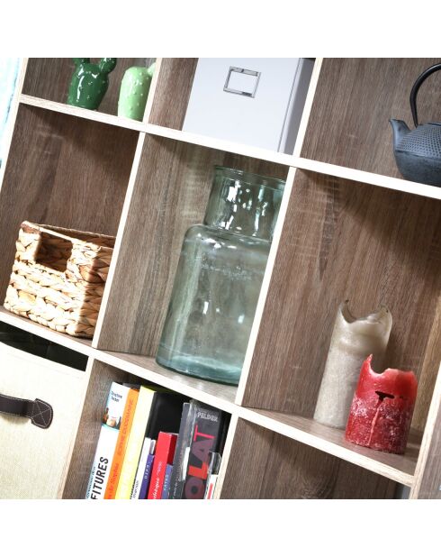 Estante de almacenamiento Compo con 12 compartimentos, decoración de madera clara, L.93 cm