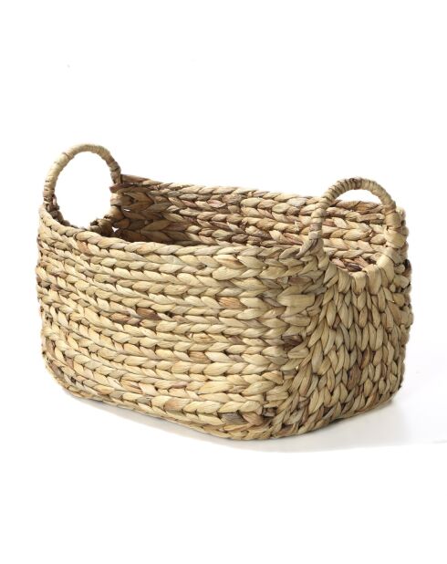 Panier en jacinthe d'eau avec poignées - L.46 x P.27 x H.27 cm