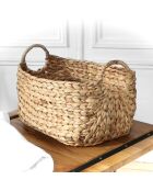 Panier en jacinthe d'eau avec poignées - L.46 x P.27 x H.27 cm